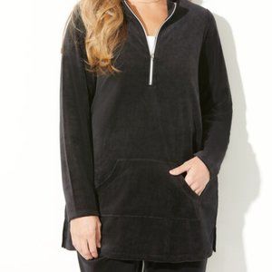 NEW Catherines Half zip kangaroo pocket velour sweatshirt 1X black or caramel